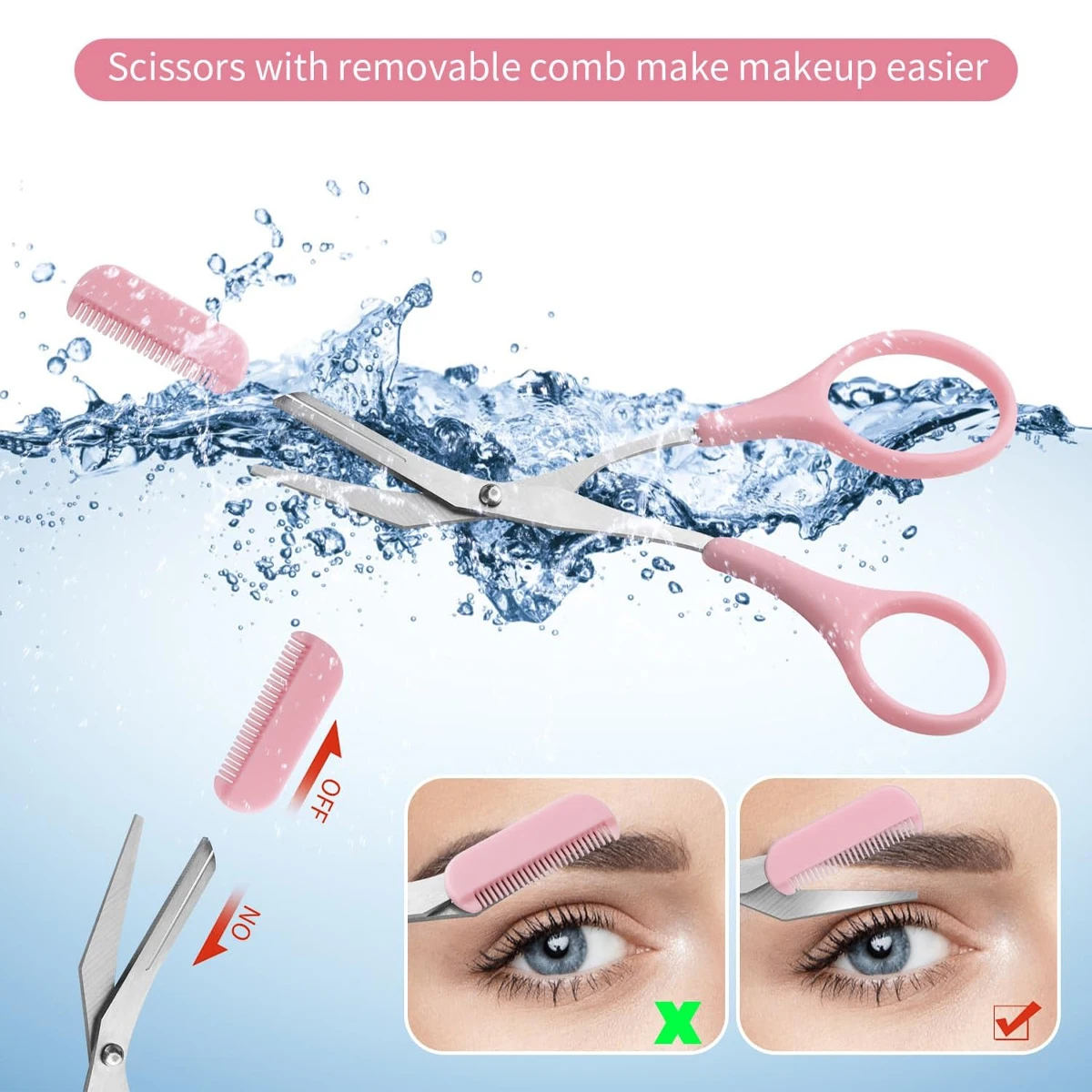 الوردي التشذيب الفولاذ المقاوم للصدأ الحاجب كليبرز مع أمشاط الحاجب الصغيرة الحاجب كليبرز أدوات ماكياج الجمال لتشكيل الحواجب