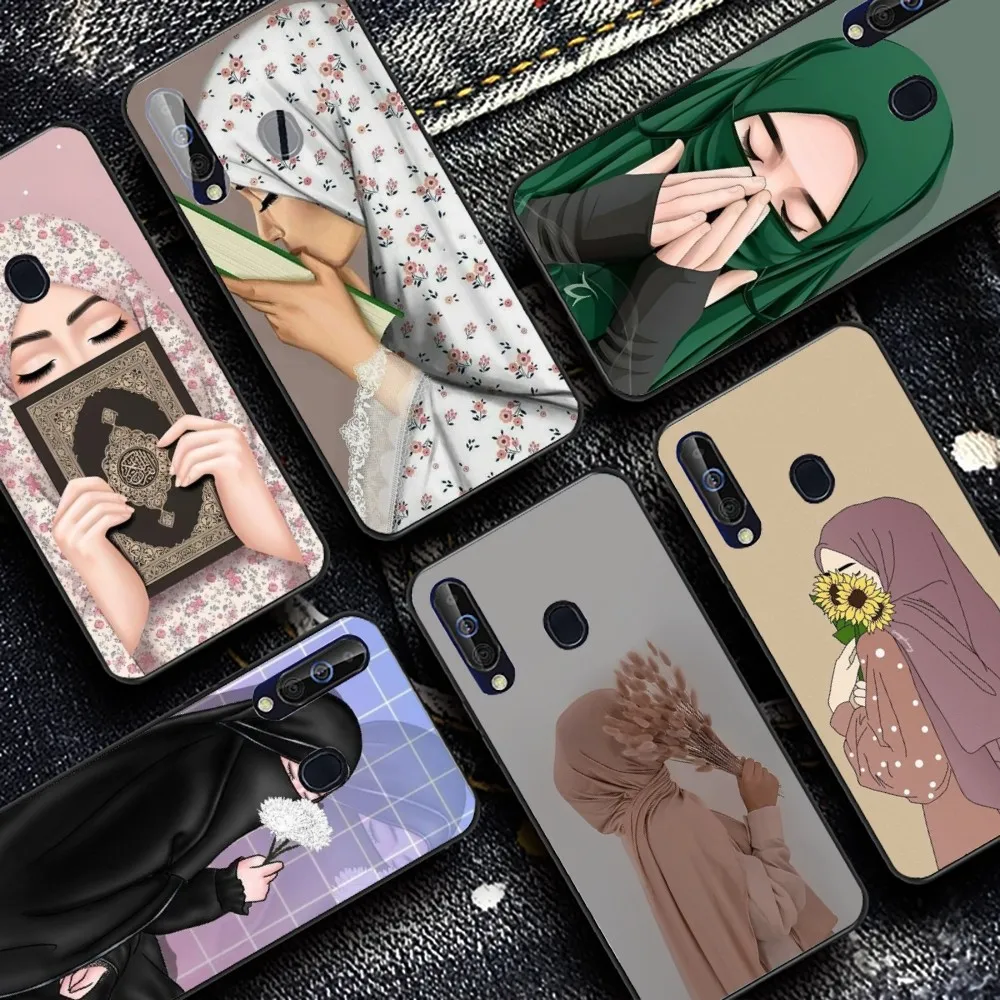 Capa de telefone de menina muçulmana para Samsung, árabe Hijab Shell, A 10 11 12 13 20 21 22 30 31 32 40 51 52 53 70 71 72 73 91 13
