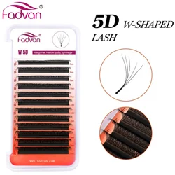 Fadvan 5D W Shape Extension Eyelash 0.07 D Curved Soft Professional Premade Volume Fan Eyelashes Natural Faux Mink Lashes