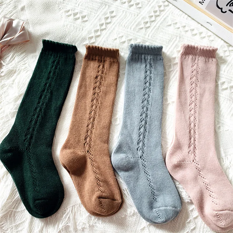 Soft Cute Kids Knee High Socks Baby Boys Girls Cotton Mesh Breathable Soft Socks Newborn Infant Long Socks Suit For 1-8 Years