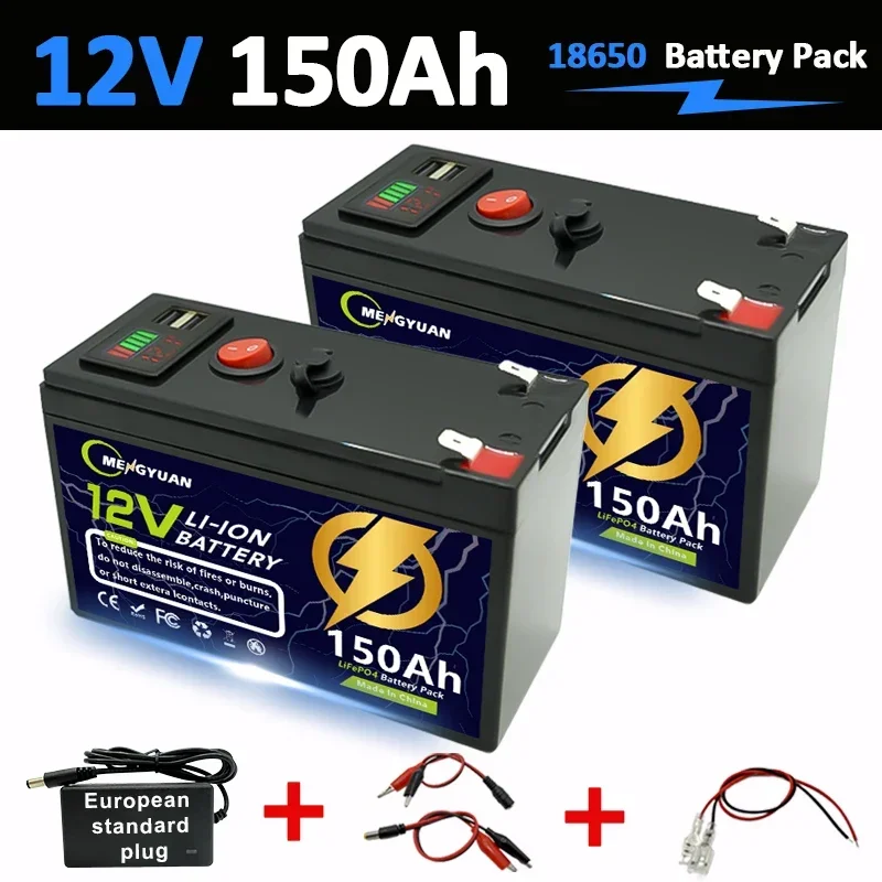 

LiFePO4 12V 150Ah Lithium Battery 4000+ Deep Cycles, for UPS, Kayak Fish Finder, Solar Panel, Power Wheels Toys, Scooter
