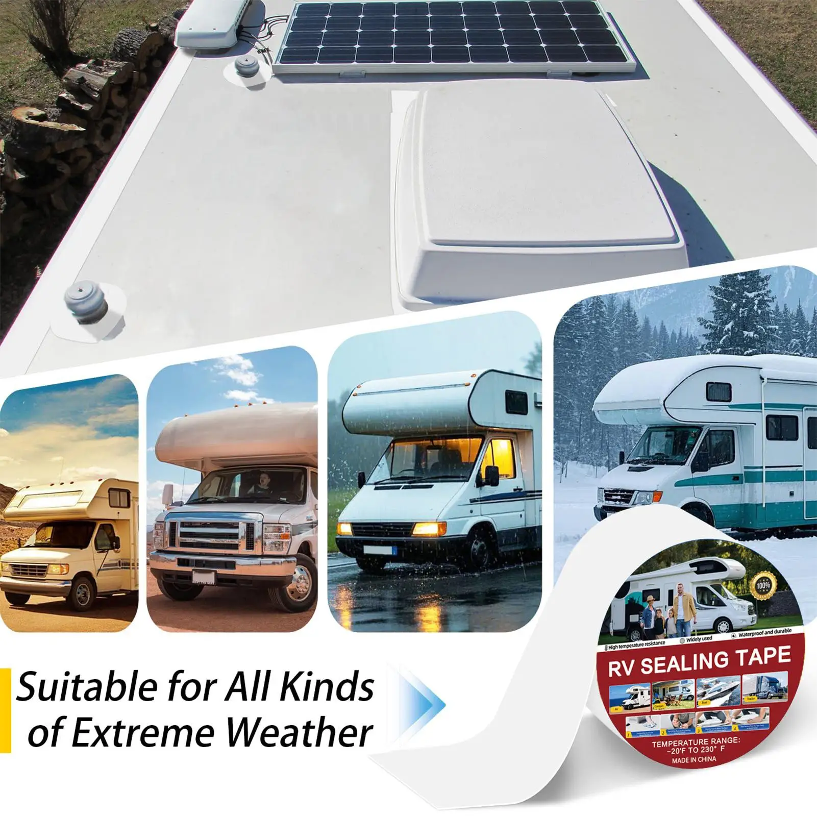 

RV Sealant Tape Camper Leak Repair Caravan Roof Sealing Tape For Drivers Road Trips Repairers Travelers Professionals Women Men
