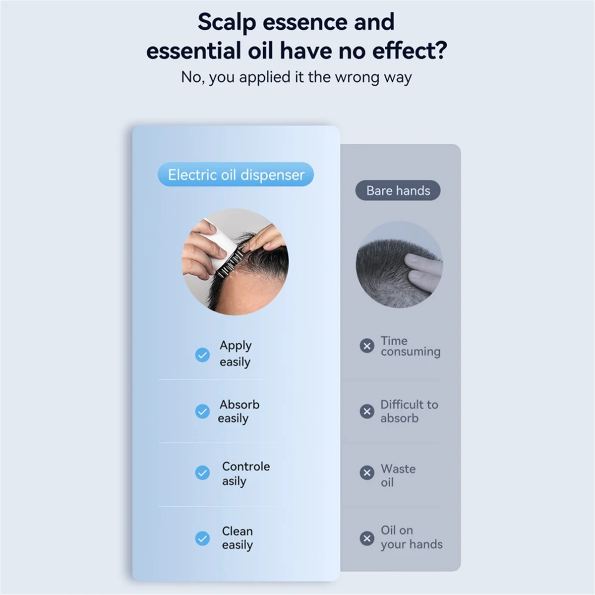 Лидер продаж 3-в-1 вибрационный аппликатор для масла для волос и массажер для кожи головы с красными огнями и аппликатором для хранения волос на 70 мл