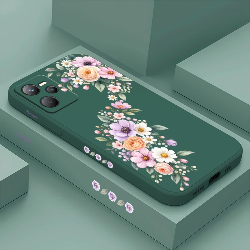 Pink Small Floral Flower Phone Case For OPPO A74 A76 A72 A92 A94 A95 A93 A78 A60 Silicon Soft Lens Protect Protective Cover Etui