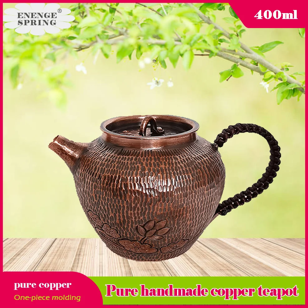 

Copper All-In-One Pot Pure Handmade Teapot 400ML Small Copper Pot For Tea Brewing In Mug Hammer Point Retro Boiling Water Kettle