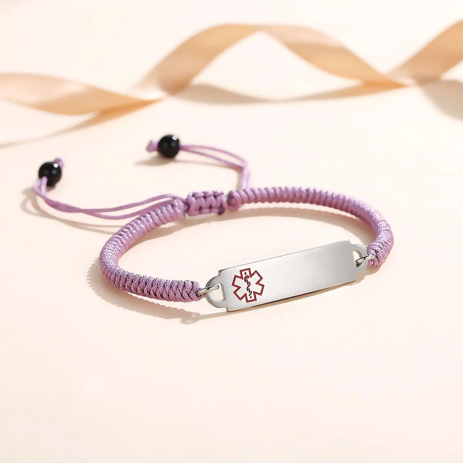 

Personalized Free Carved Medical ID Bracelet Men's and Women's Adjustable Woven Spire Lamella Emergency Rescue Wristband