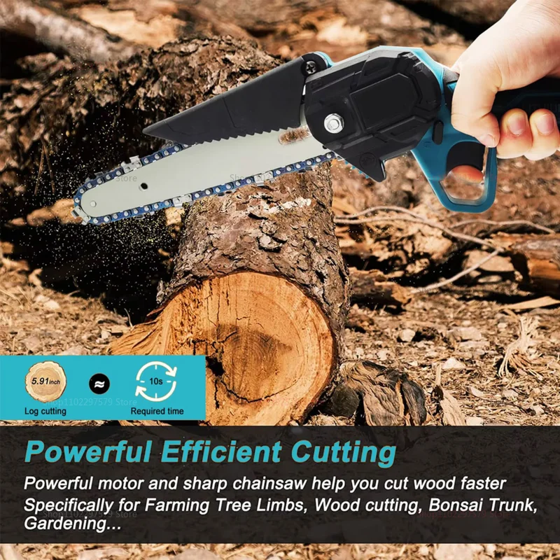 Motosierra eléctrica inalámbrica de 6 pulgadas, herramienta eléctrica de corte de madera para jardín, batería de 18V, sierra de registro ligera no incluida