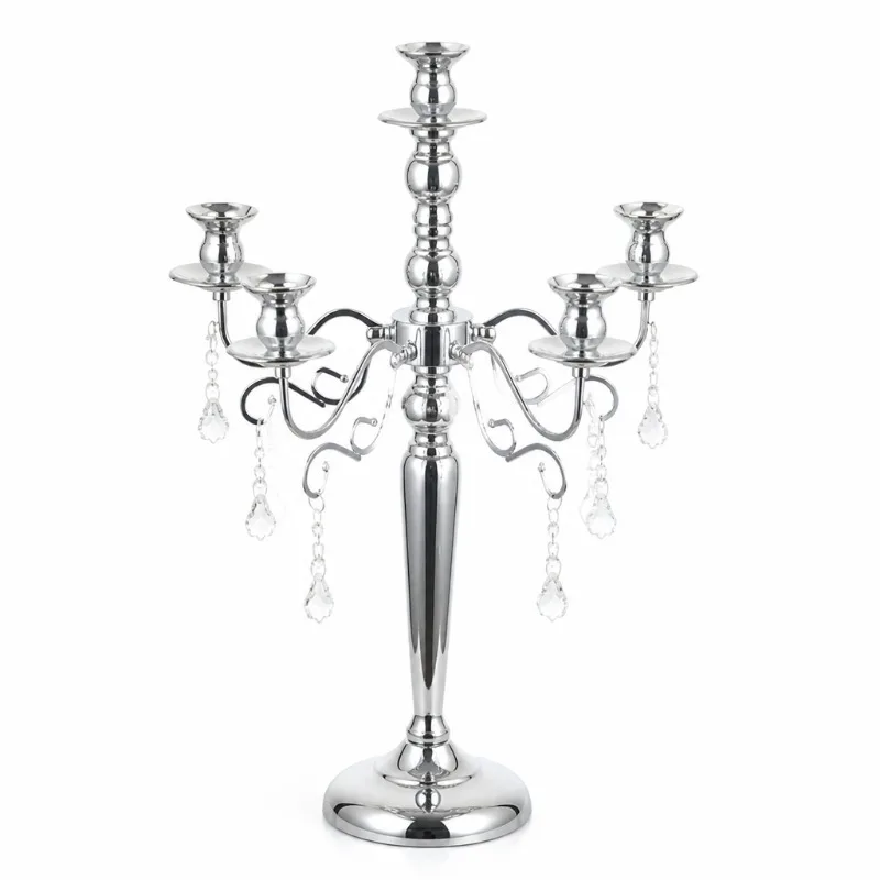 Five Head Candle Holder Electroplated Wrought Iron Style Wedding Aisle Marker Decoration Prop Metal Candelabra