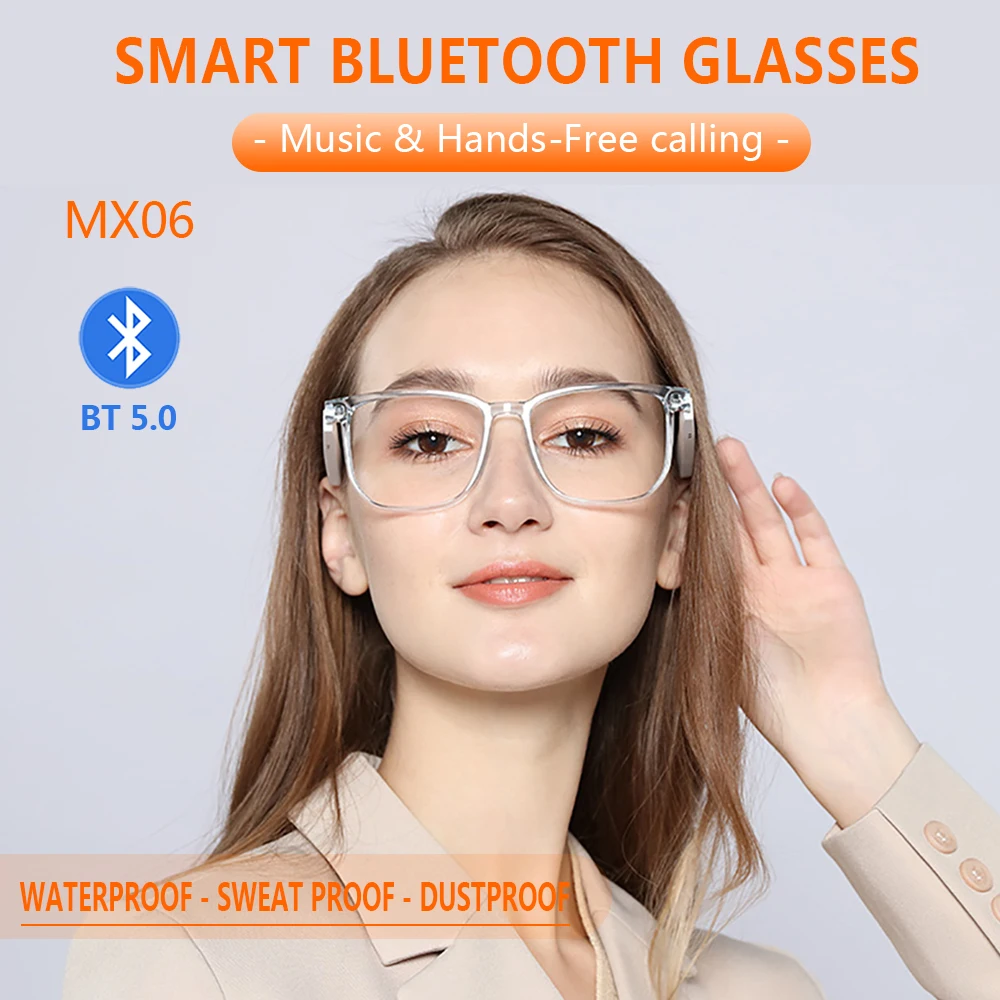 2022 New Smart Bluetooth Glasses Men Wireless Call Headset Glasses Women Anti-Blue Light IP67 Waterproof Fashion Music Call