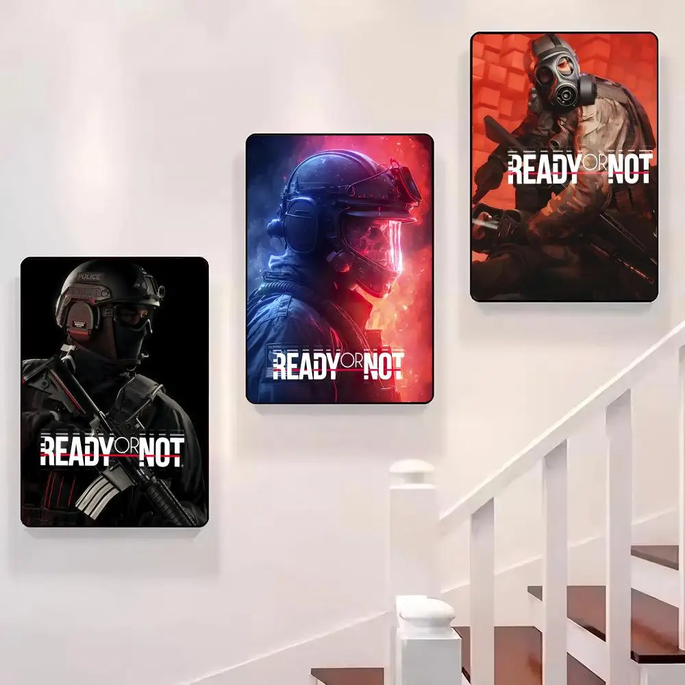 

R-Ready or Not Game Poster Sticky Wall Waterproof Home Living Room Bedroom Bar Aesthetic Decoration Perfect Gift