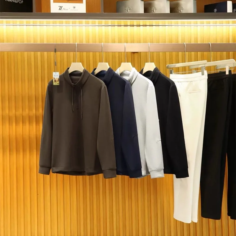 

Мужская повседневная толстовка на молнии с воротником-стойкой, дышащая, теплая, ветрозащитная, из лиоцелла и шерсти, с длинными рукавами