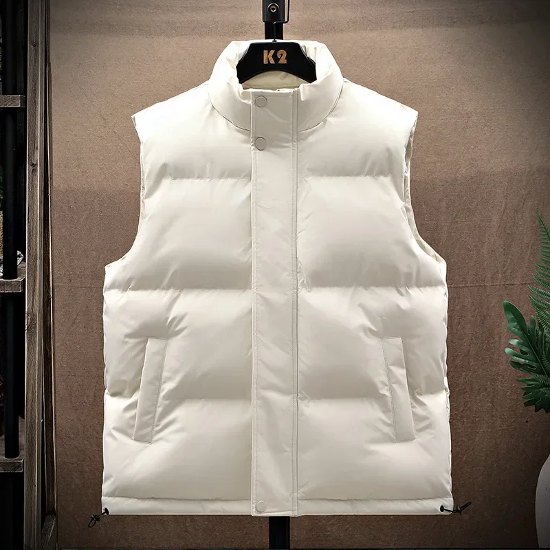 

Winter Warm Waistcoat Outwear Mens Solid Color Jacket Windbreaker Clothing Cotton Vest Jacket Men New Puffer Sleeveless Coats