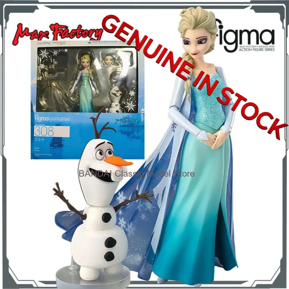 Max Factory Original Figma 308 Elsa  Olaf 145mm Anime Action Figures Toys for Boys Christmas Gift Collectible Model Ornaments