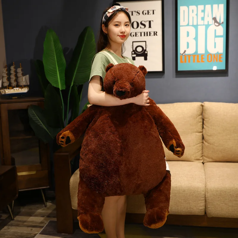 40-100cm Simulation Brown Bear Plush Toy Giant Teddy Bear Stuffed Animals Soft Cushion Doll Birthday Gifts for Girl Kids
