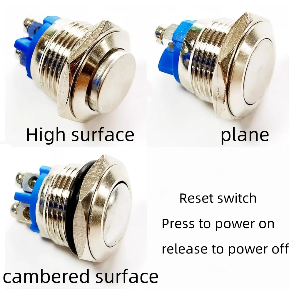 2pcs 16mm metal button waterproof and rust proof jog switch  self resetting screw foot normally open silver contact NEW