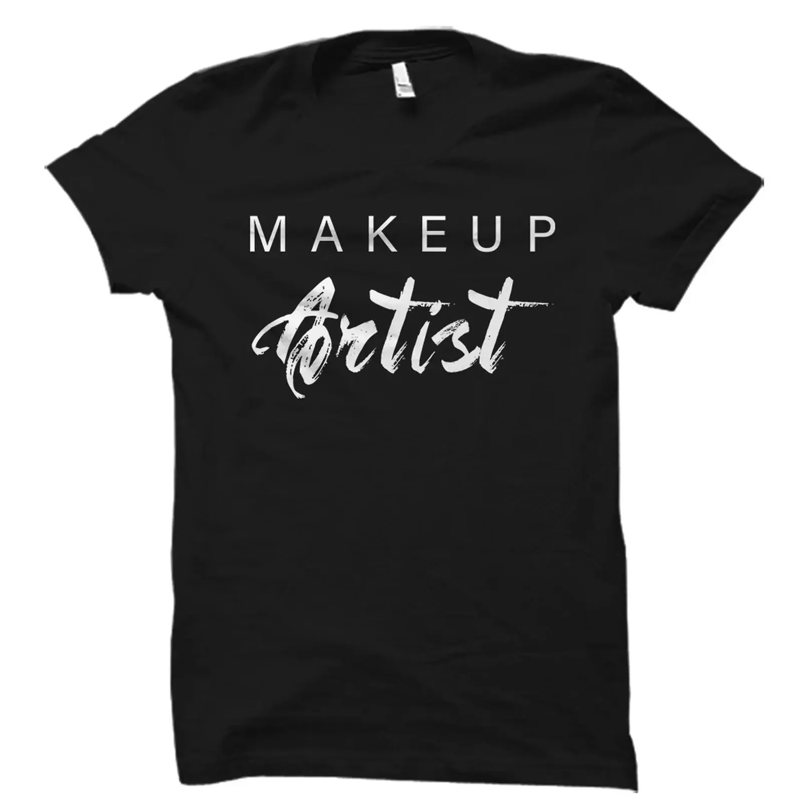 Makeup Artist Letter Print T Shirt Casual Crew Neck Top for Beautician Cosmetologist vintage Washed homme Versatile Soft