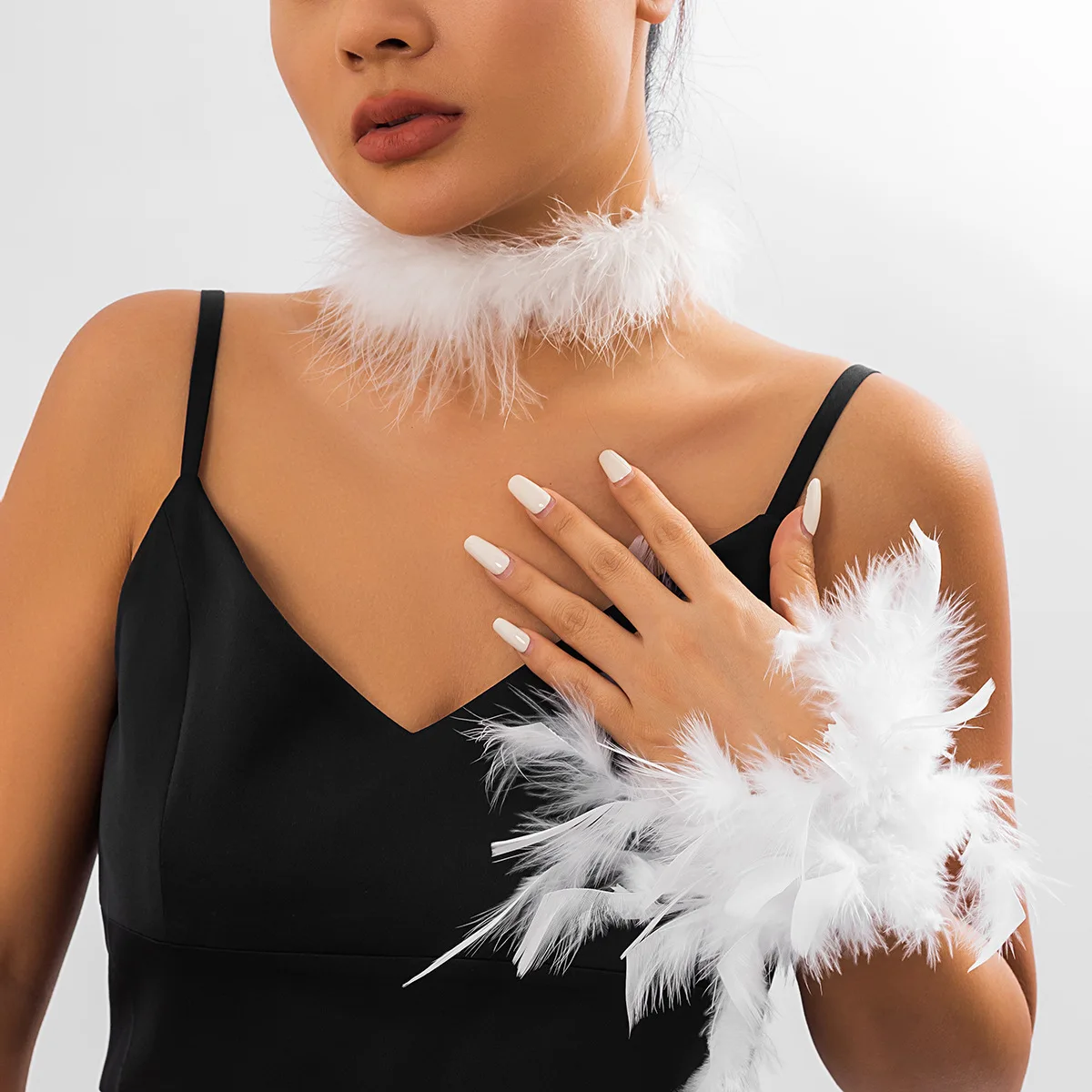 Choker Necklace Gothic Sweet Punk Feather Ribbon Short Tie Party Stage Unique Lightweight Premium Durable Jewelry for Her