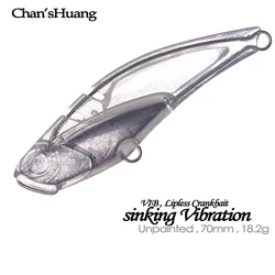 Chan’sHuang 10PCS Unpainted Blanks Bait 7cm 18.2g VIB Sinking Vibration Lipless Crankbait DIY Handmade Artificial Fishing Lure