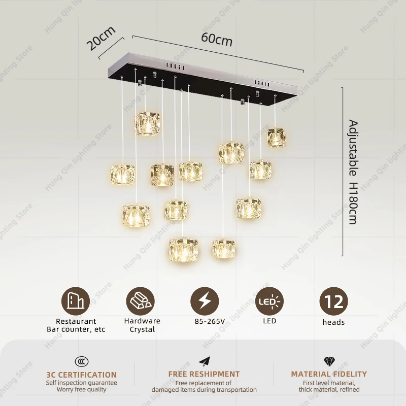 Imagem -06 - Lustre Led para Restaurante Luzes Penduradas para Sala de Estar Teto Quarto Jantar Lâmpadas Pendentes