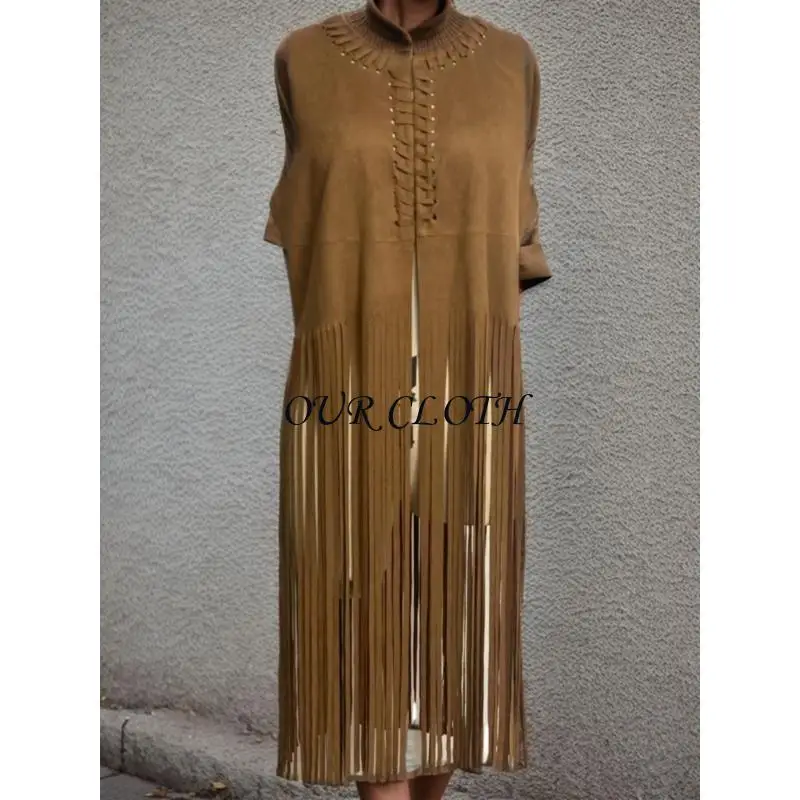 Women Fringe Trim Sleeveless Open Front Vest Jackets Cardigan Outwear Streetwear Y1AC