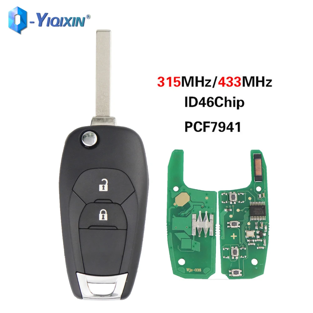 Yiqixin chave remota do carro 2 botões flip smart fob para chevrolet aveo 2014 2015 2016 2017 2018 cruze insigni malibu 2015 + onix