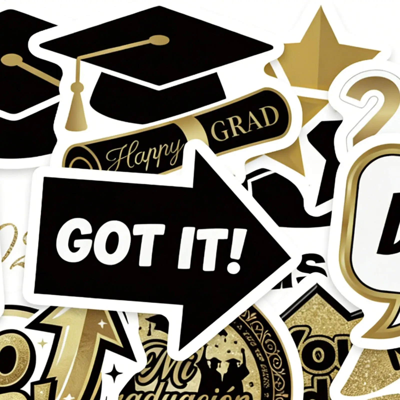 Stickers For Students 50 Sheets Adhesive Assorted Stylish 2026 Graduation Theme Decals For Boys Girls Laptop Water Bottle