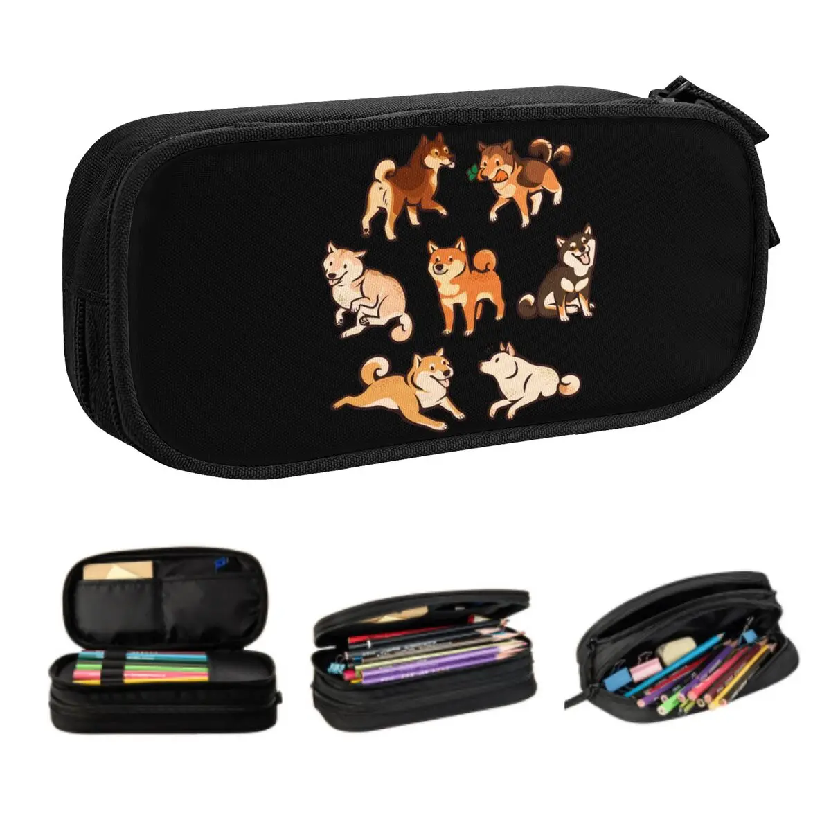 Custom Funny Shiba Inu Dog Cute Pencil Case Boy Girl Large Capacity Animal Pet Pencil Box School Accessories