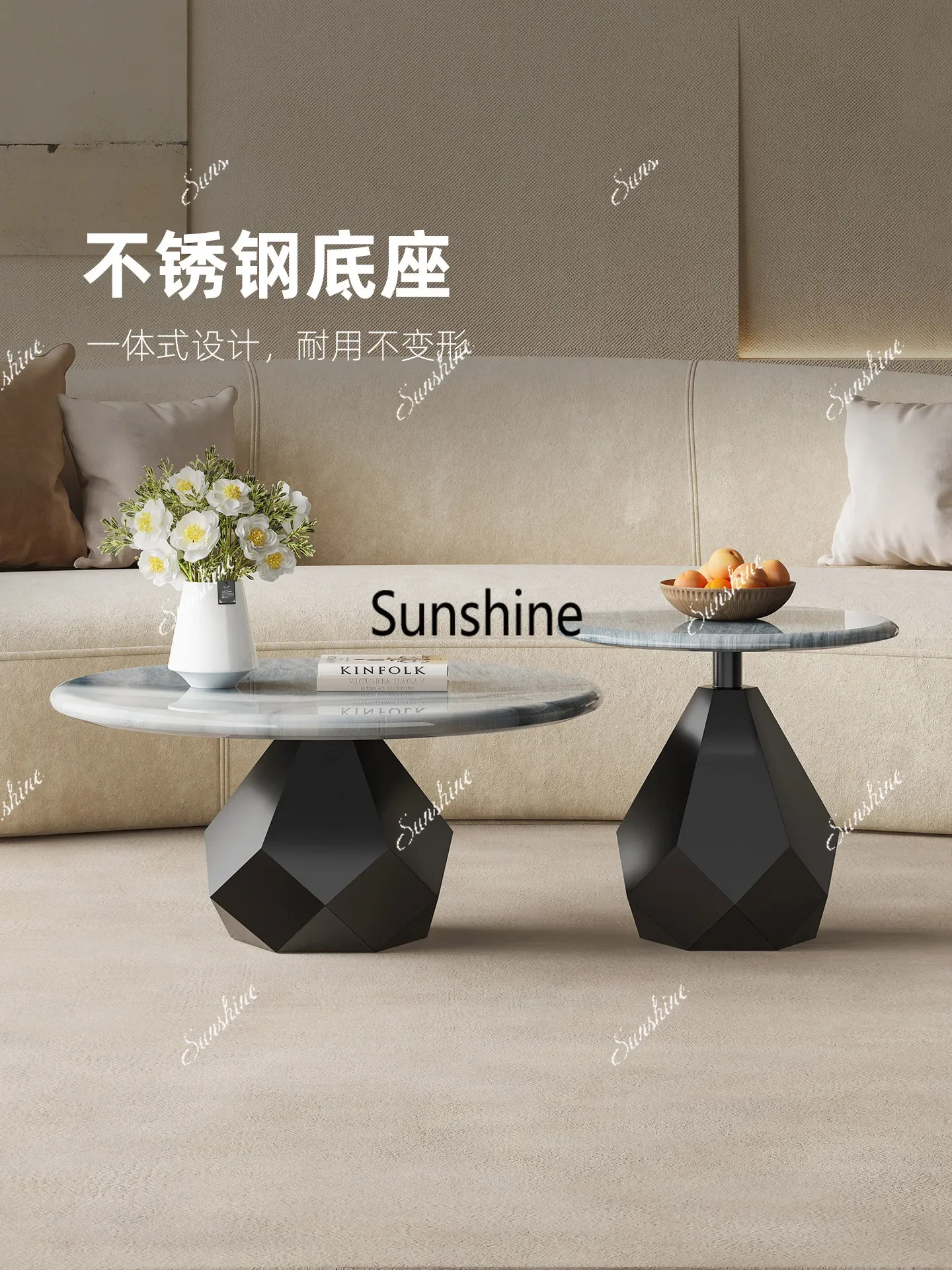 

Italian light luxury marble coffee table small apartment living room household microcrystalline stone tea table
