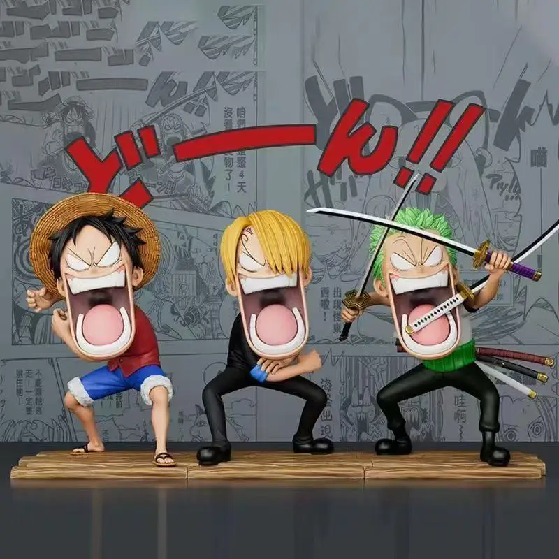 11cm Anime One Piece Figure Luffy Sanji Zoro Combat Stance Figurine Model PVC Collection Desktop Action Figure Toy Kid Gifts