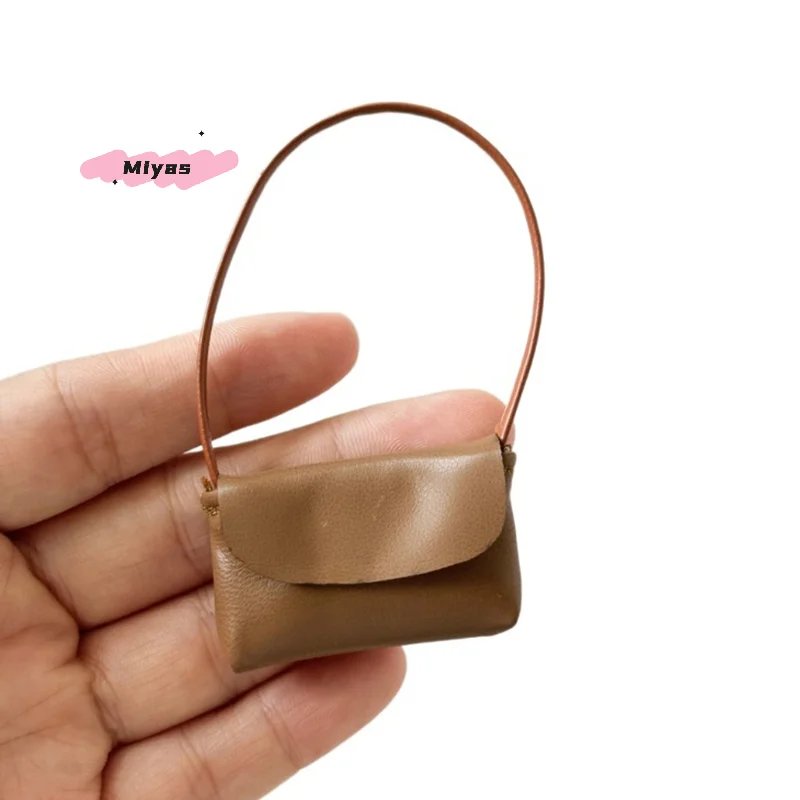 Lady PU Leather Doll Handbag 15-17cm Purse Pretend Play Toy with Dollhouse Decoration Accessories for Kids