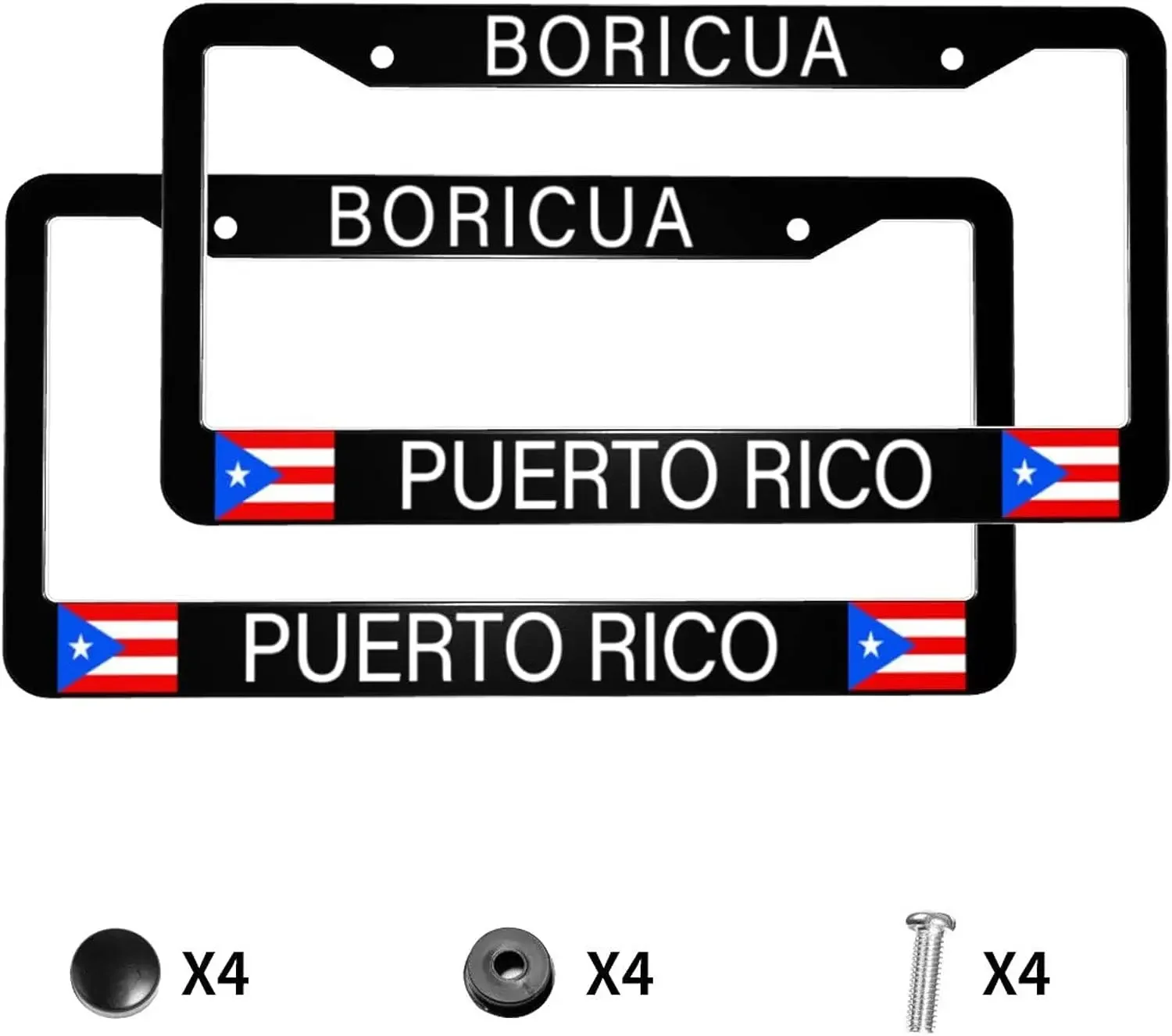 Puerto Rico Pattern License Plate Frame 2 Pack License Plate Holder with 2 Holes Car Tag Frame for Women Men US Vehicles