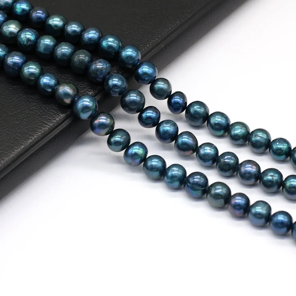 9-10mm Natural Freshwater Pearl Beaded Near Round Fashion Glamour Lady Beads For Jewelry Making Necklace Bracelet Long 36cm