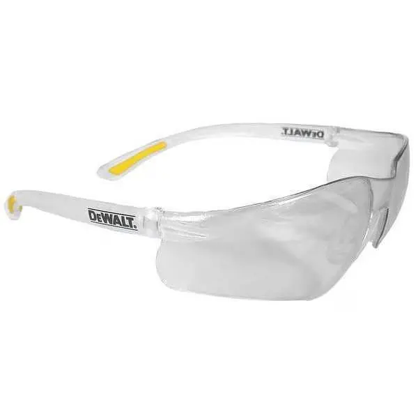 Contractor Pro, Safety Glasses, Anti-Fog & Anti-Scratch, Clear Lens, Clear, Yellow Frame, Frameless