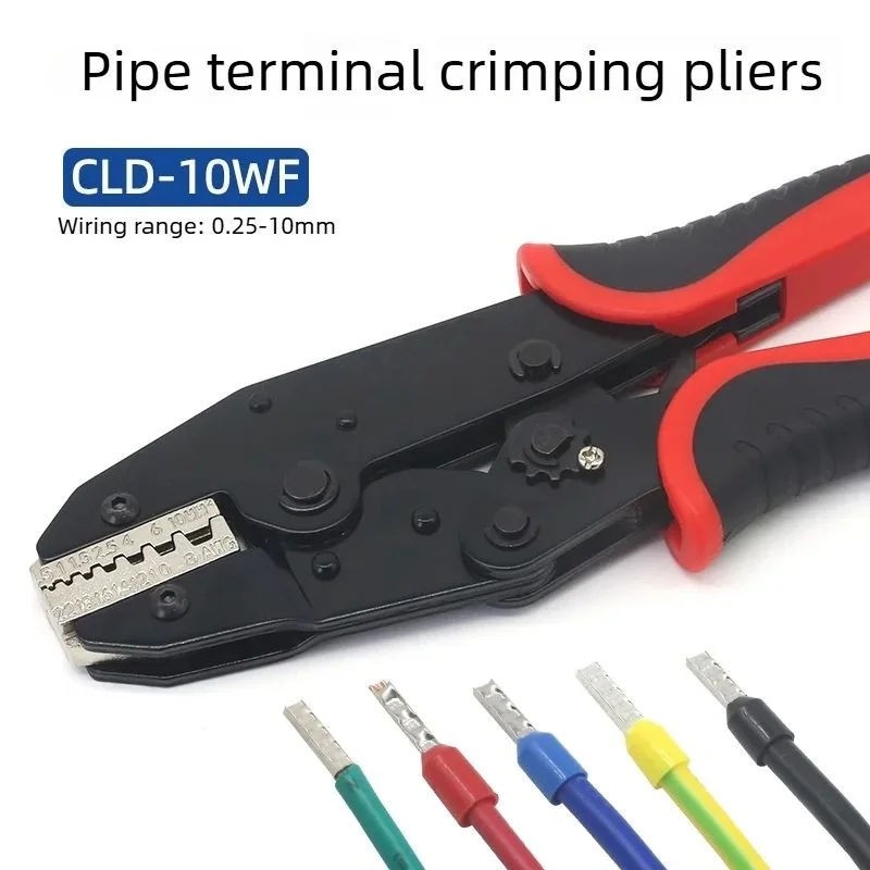 

CLD-10WF Tube Terminal Crimping Pliers for VE Pin Type0.25-10mm² European Terminals Ratchet Electrical Wire Connection CrimpTool