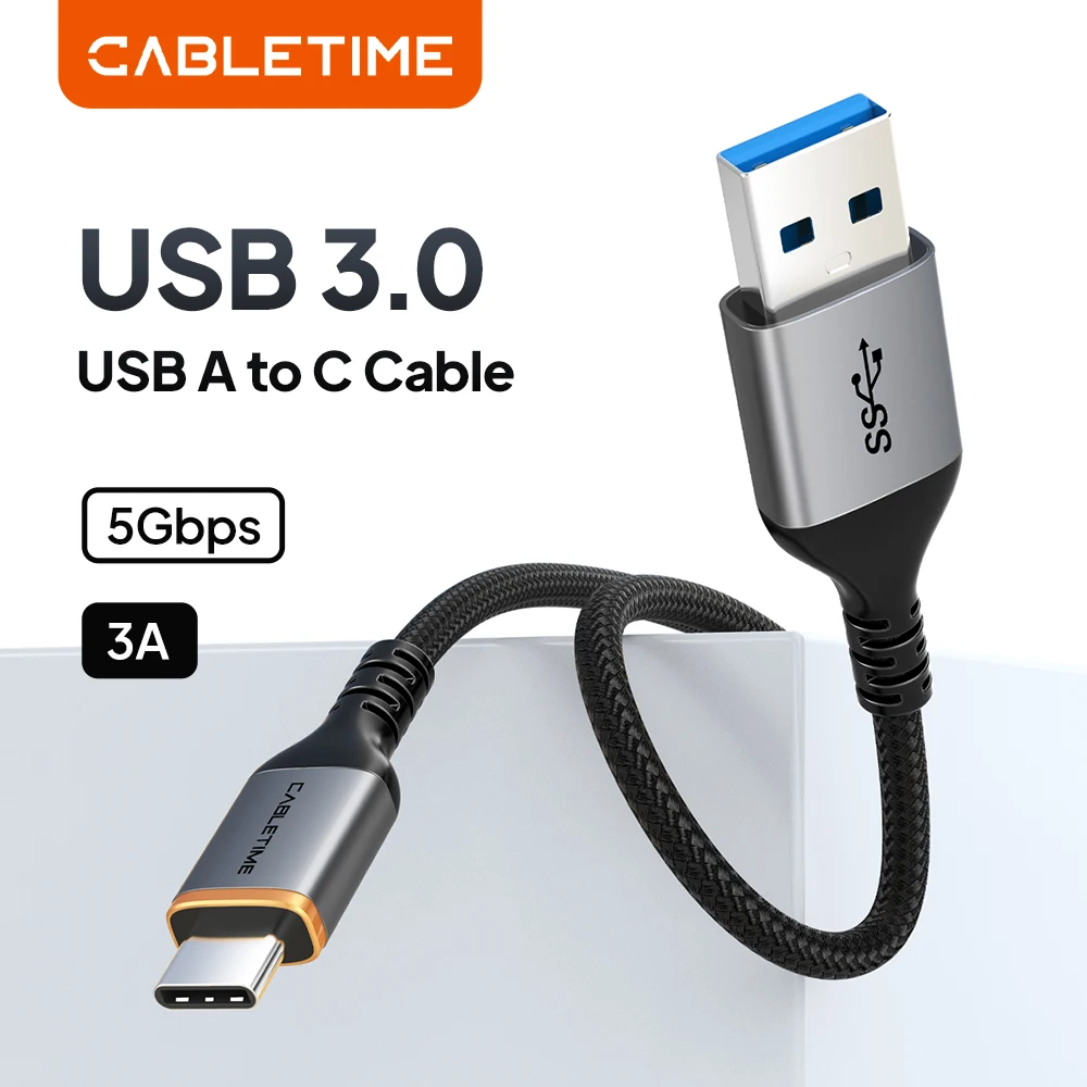 CABLETIME USB-C-Kabel 5 Gbit/s Superschnelles USB 3.0 A auf Typ-C-Kabel Kompatibel mit iPhone Huawei - Daten- und Ladekabel