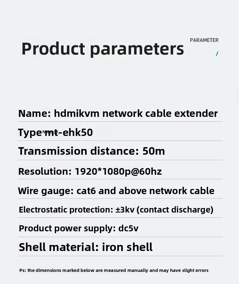 HD KVM HDMI Extender 50 Meters, USB Keyboard Mouse Transmission via CAT Cable, Remote Control Equipment