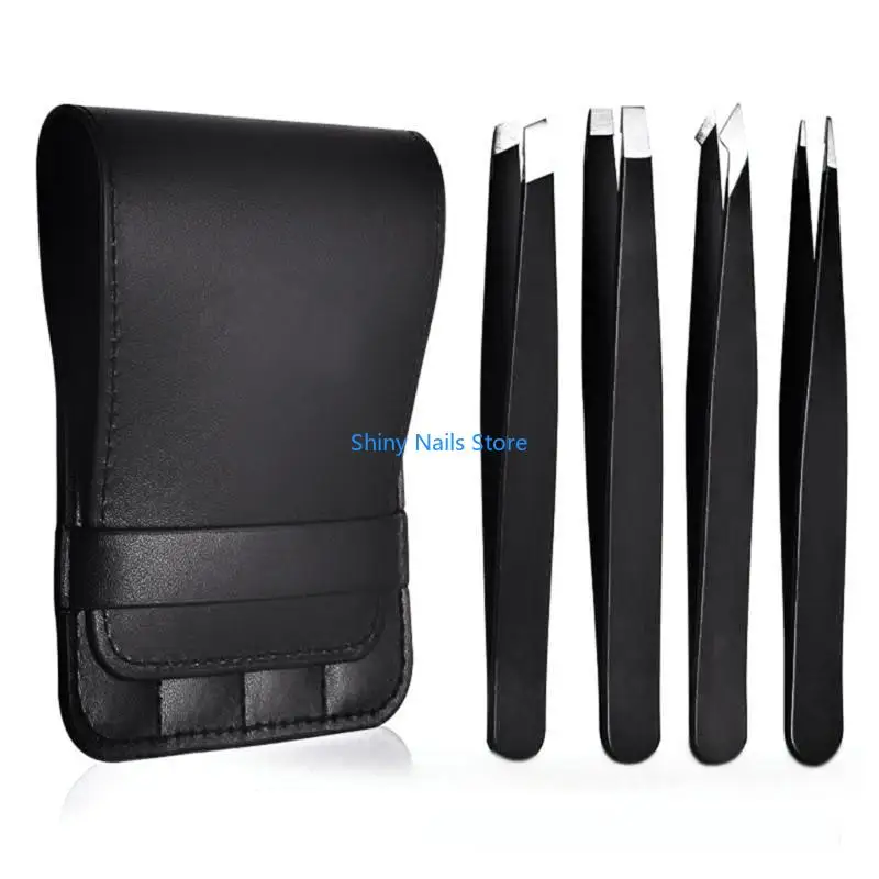 

4Pcs Tweezers Set Stainless Steel Tweezers for Eyebrows Hair Removal Tweezers