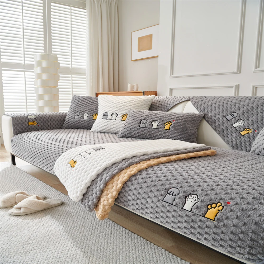 Plush Sofa Cushion Non-slip Thickened Sofa Towel Simple Modern Sofa Cover
