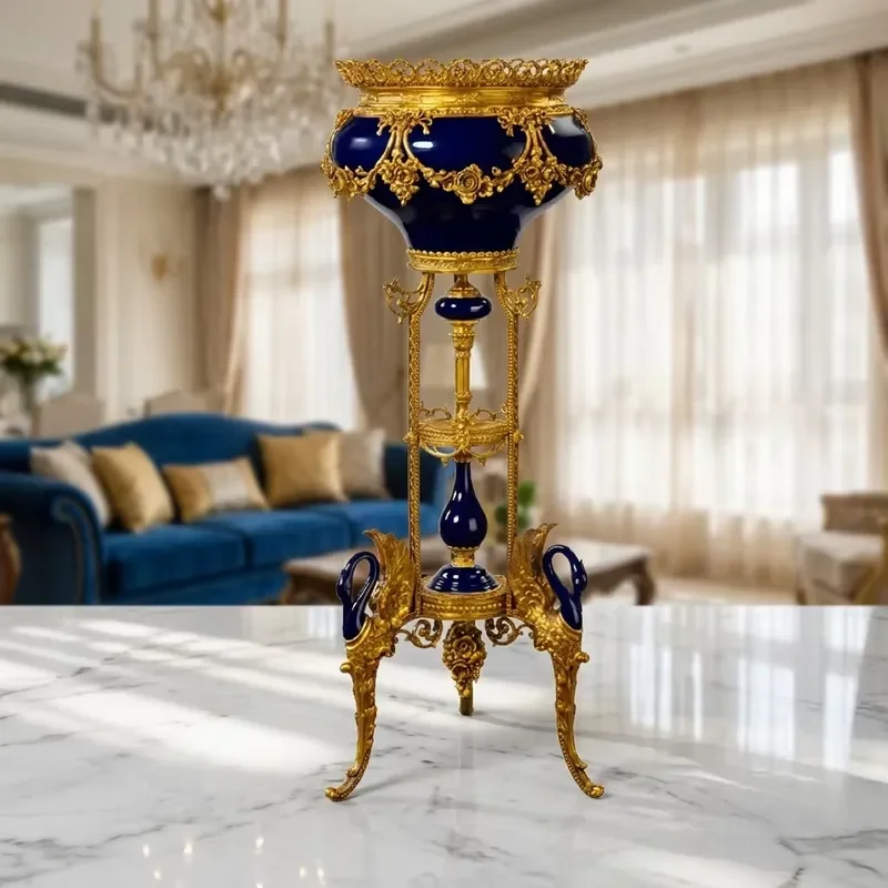 MKMJ European Vintage-style Large Vase High-end Floor-standing Family Accent Piece for Spacious Homes Elegant and