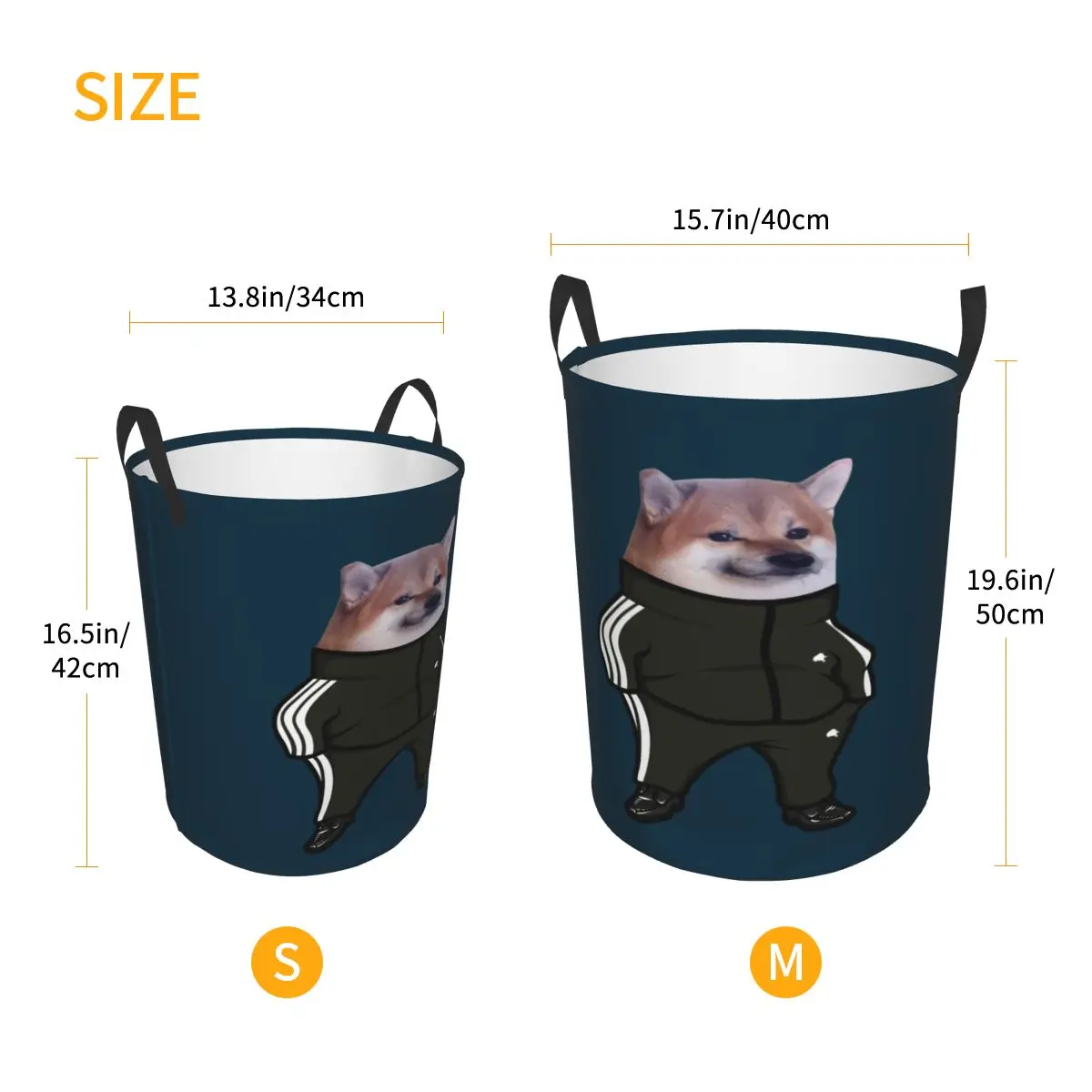 Cesto portabiancheria pieghevole Cheems Doge Shiba Inu Meme personalizzato per borsa portaoggetti per giocattoli per bambini