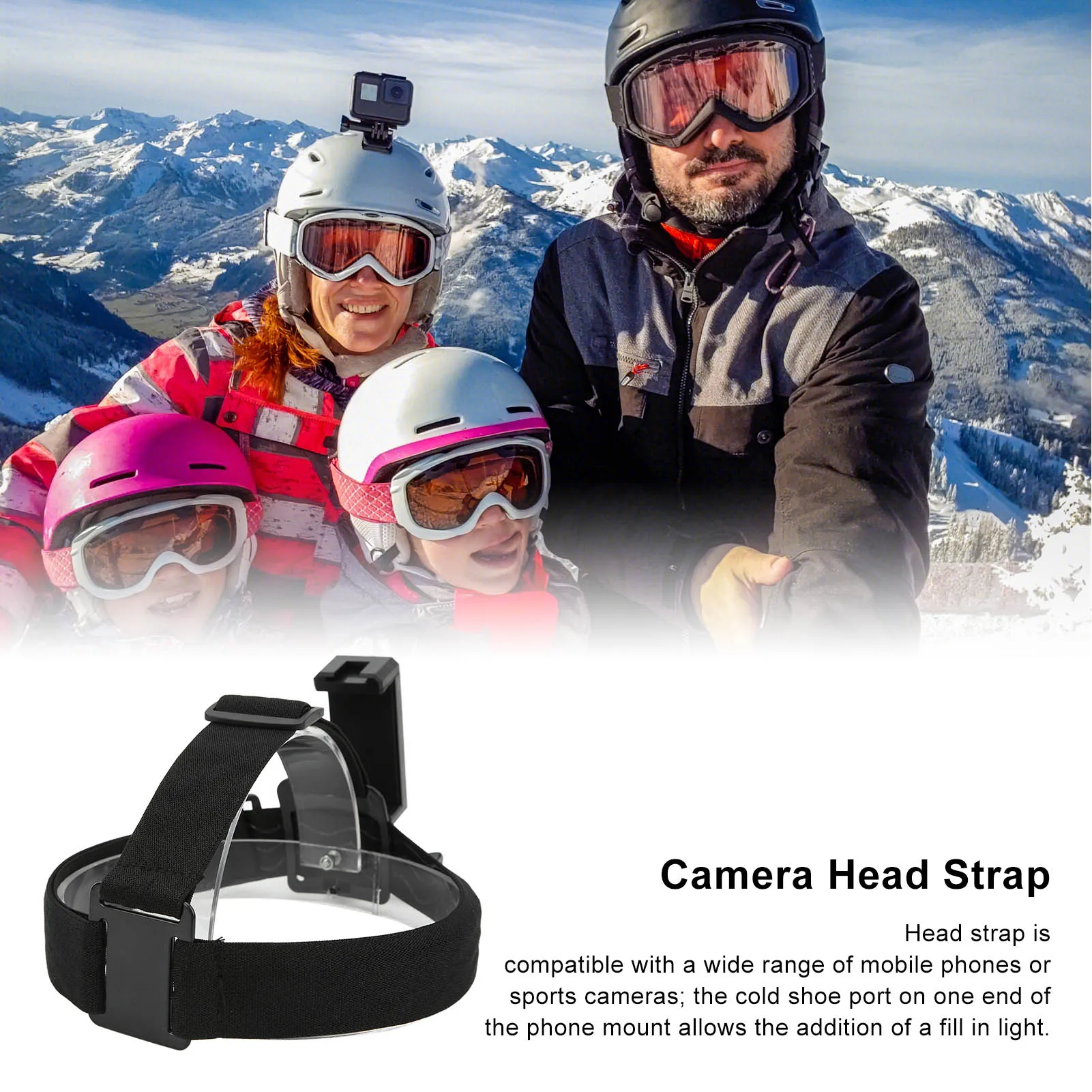 Camera Head Strap Multipurpose Adjustable Cellphone Selfie Head Mount Strap for Smart Phones Action Camera Head Camera Mount
