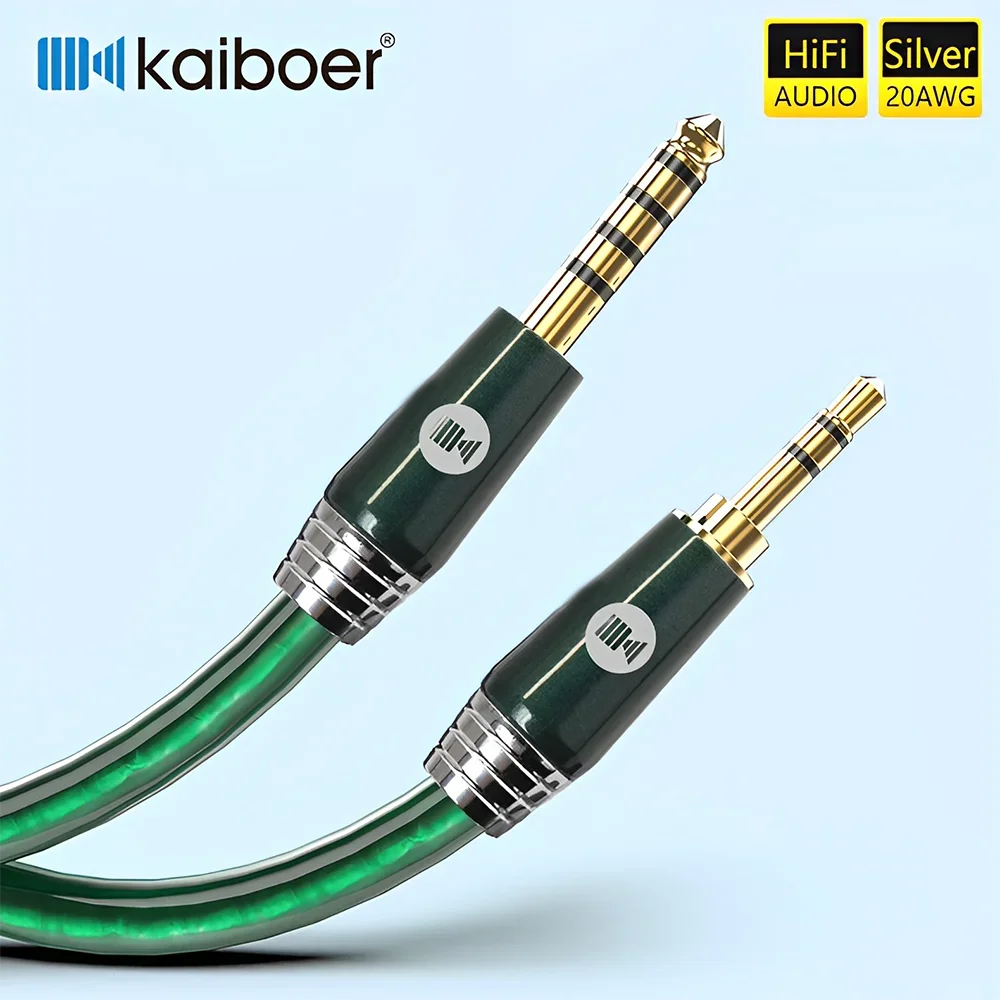 Kaiboer 3,5 mm do 4,4 mm Aux zbalansowany kabel posrebrzany męski do męskiego 4,4 do 3,5 do wzmacniacza smartfona itp