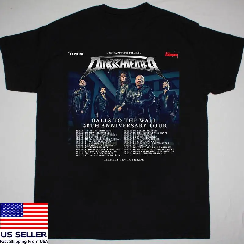 تي شيرت Dirkschneider Band Balls to the Wall 40th Tour 2025 بالحجم الكامل S 5XL