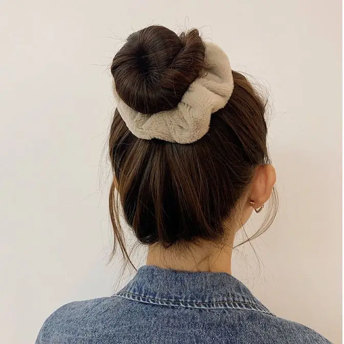 Cute Plush Hair Band Korean Thickened Wool Hair Rope Coiled Hairball Headwear for Woman Girls Autumn Winter Hair Accessories