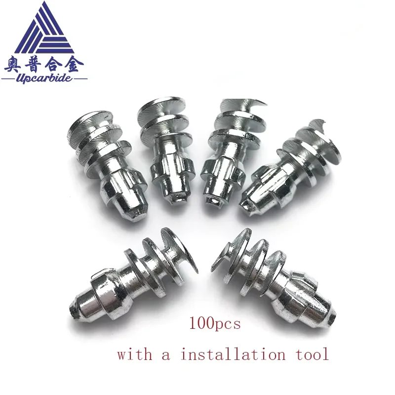 UP100 Carbide Screw-In Snow Tire Studs (100PCS + 1 Tool) | Enhanced Snow/Ice Traction for Vehicles