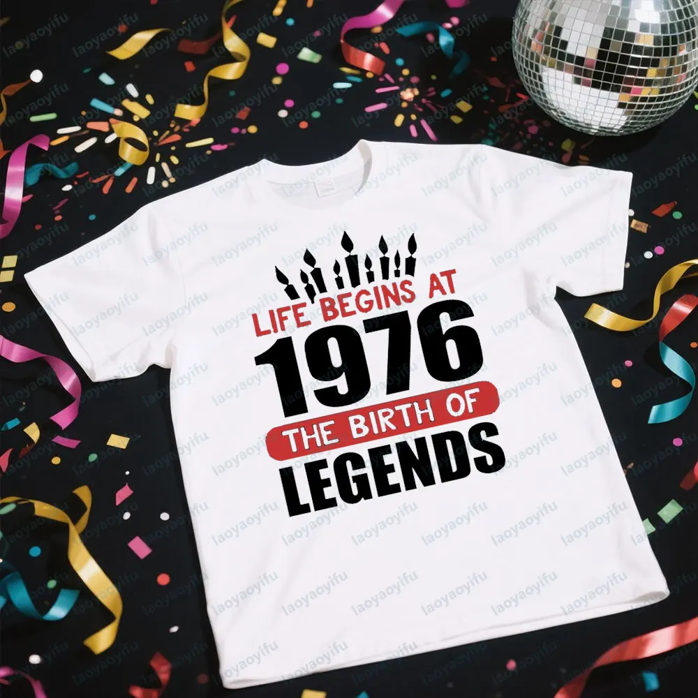 Legend That Was Born in 1976 Funny Creative Tshirt Men Crewneck Cotton Short Sleeve Interesting Birthday Present Shirt Cotton T