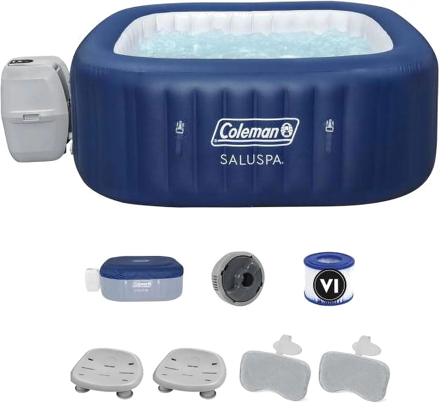 Coleman Saluspa Atlantis Airjet Inflatable Hot Tub W/Set Of 2 Saluspa Underwater Non Slip Pool And Spa Seat And 2 Padded