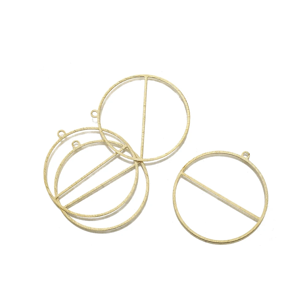 10pcs Raw Brass Round Bezel Geometry Pendant Hollow Frame Charms For Diy Necklace Earrings Jewelry Making Finding