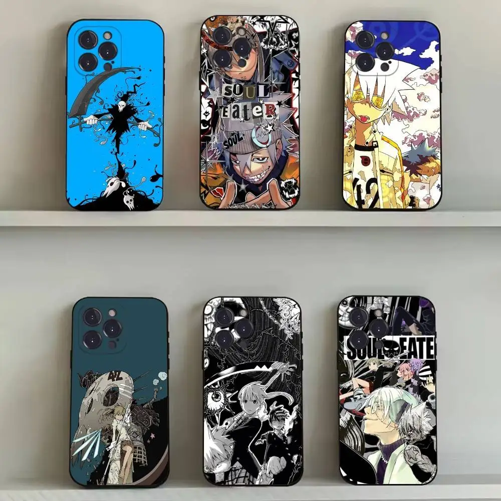 

Anime S-Soul Eater Phone Case For iPhone 16,15,14,13,12,11,Pro,Max,Plus,X,XS,SE4,E,Mini,Soft Black Case