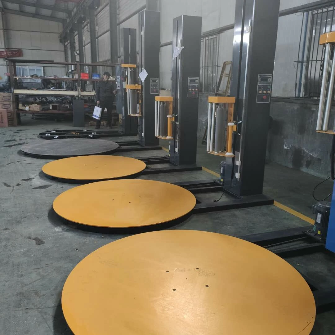 Electric Pre-Stretch Pallet Wrapping Machine For Beverage & Textiles With PLC Motor Core Components